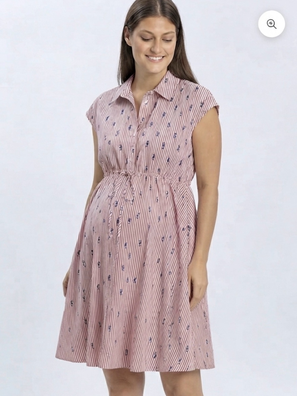Pietro Brunelli celeste Maternity Nursing Shirt Dress Red White Stripe Seahorse